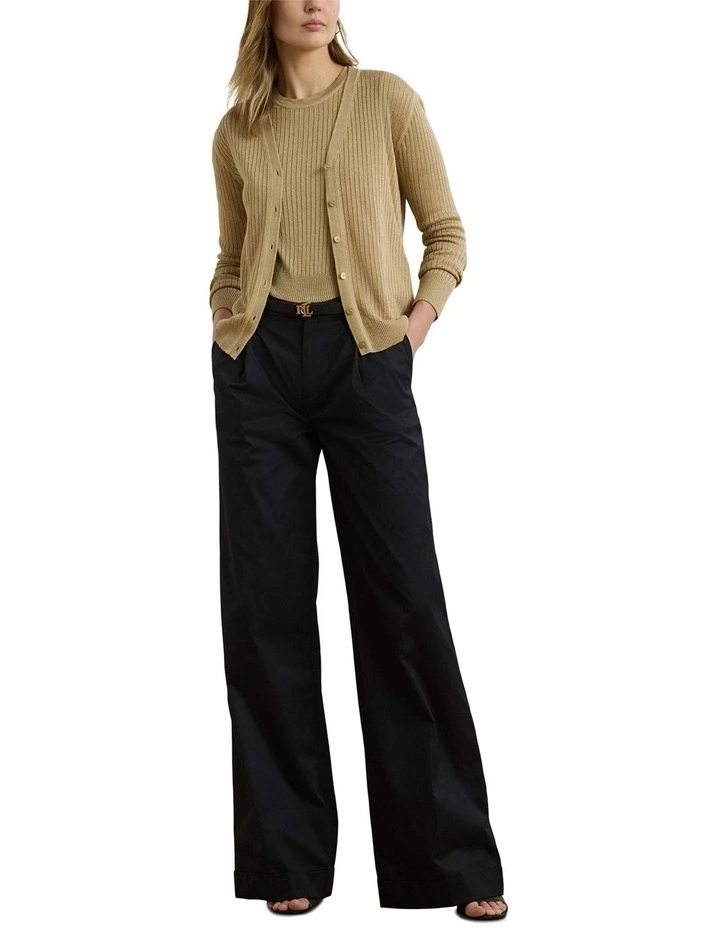 Rib-Knit Linen-Blend V-Neck Cardigan image 3