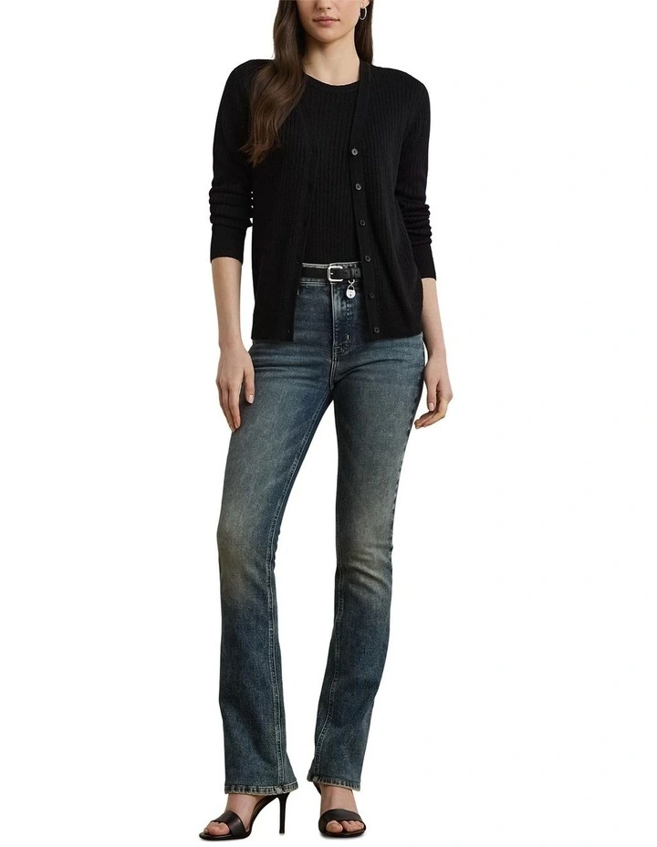 Rib-Knit Linen-Blend V-Neck Cardigan image 3