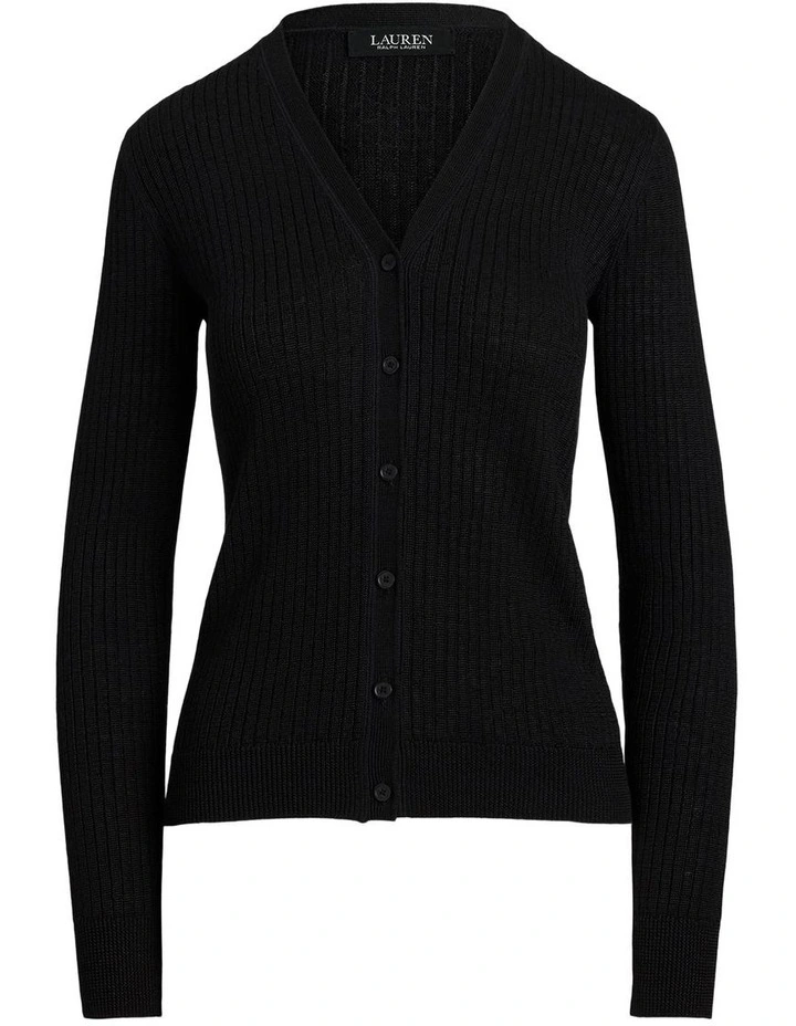 Rib-Knit Linen-Blend V-Neck Cardigan image 4