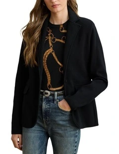 Cotton-Blend Sweater Blazer