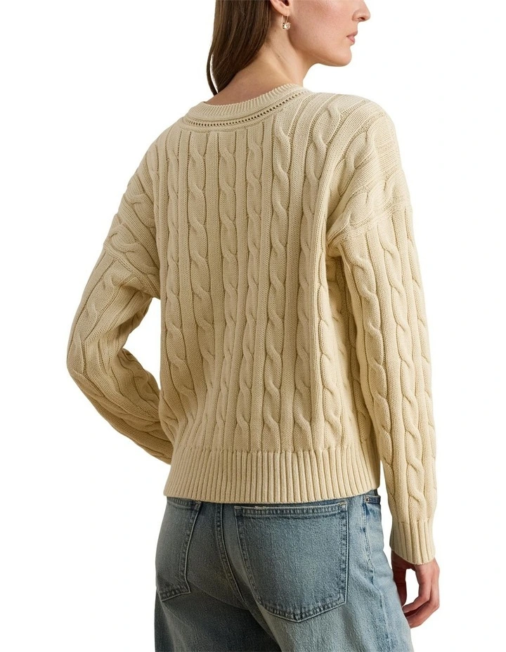 Cable-and-Pointelle-Knit Cricket Sweater image 2
