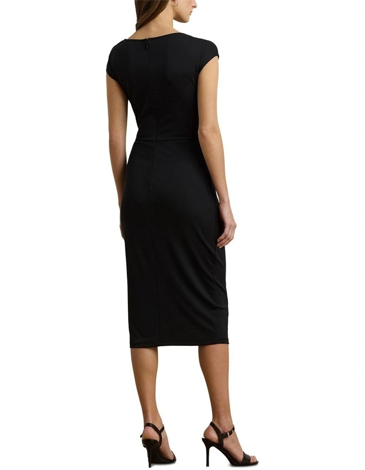 Ring-Trim Jersey Cap-Sleeve Dress image 2