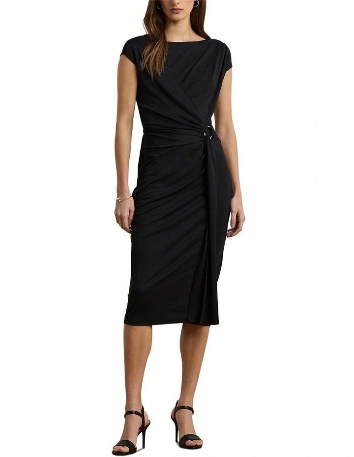 Ring-Trim Jersey Cap-Sleeve Dress image 3