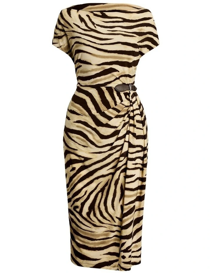 Print Buckle-Trim Off-the-Shoulder Dress image 4