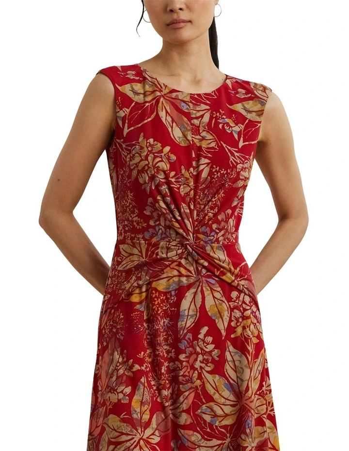 Floral Twist-Front Stretch Jersey Dress image 1