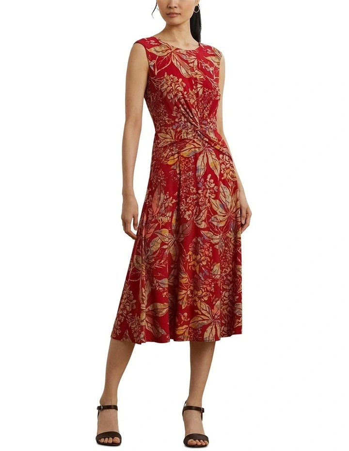 Floral Twist-Front Stretch Jersey Dress image 3