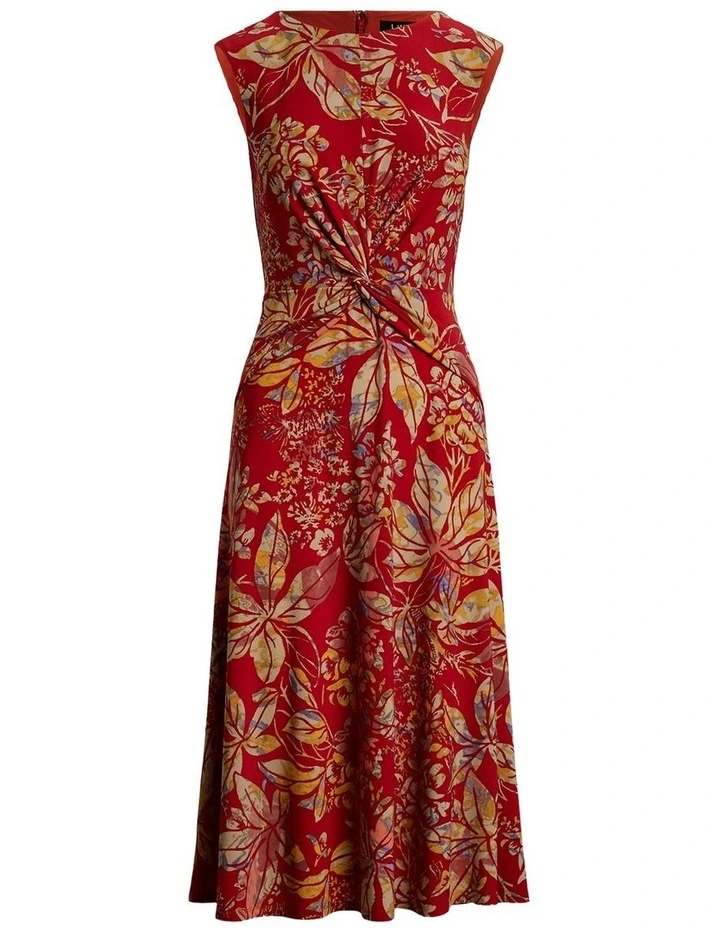 Floral Twist-Front Stretch Jersey Dress image 4