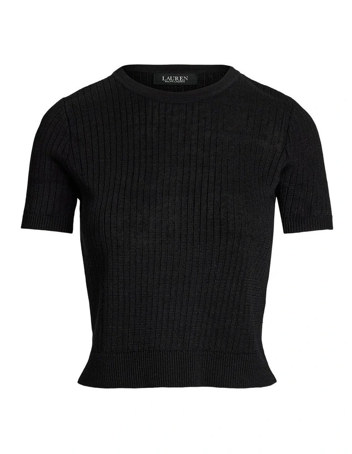 Ribbed Linen-Blend Short-Sleeve Sweater image 4