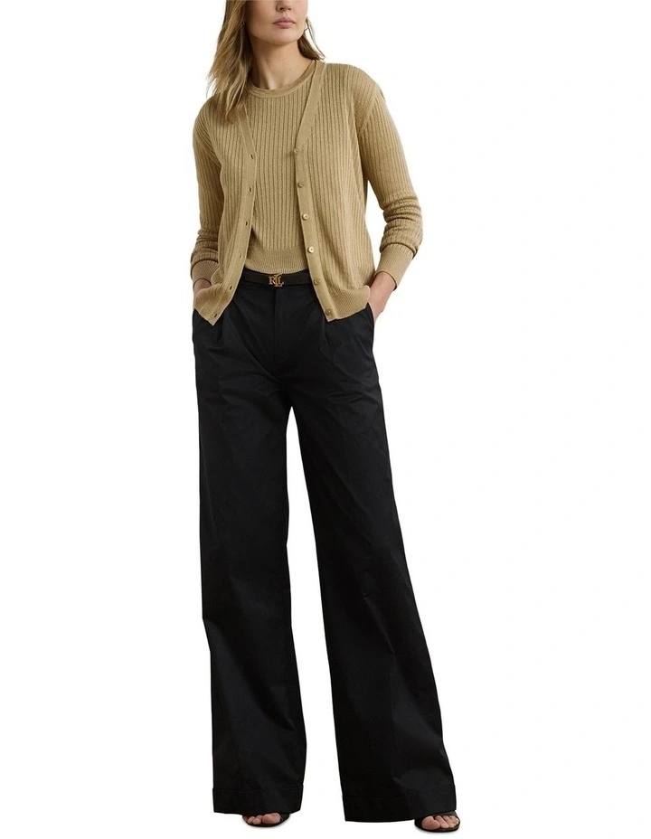 Ribbed Linen-Blend Short-Sleeve Sweater image 3