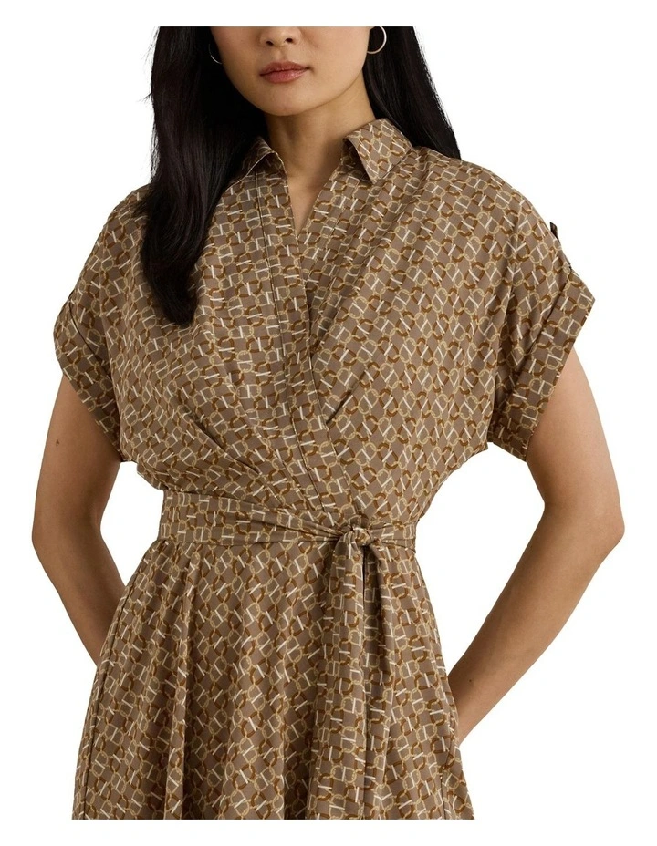 Geo-Print Belted Crepe Dress image 1