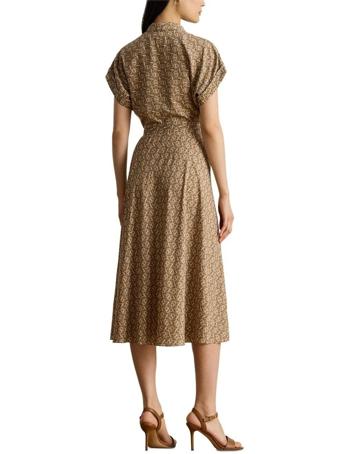 Geo-Print Belted Crepe Dress image 2