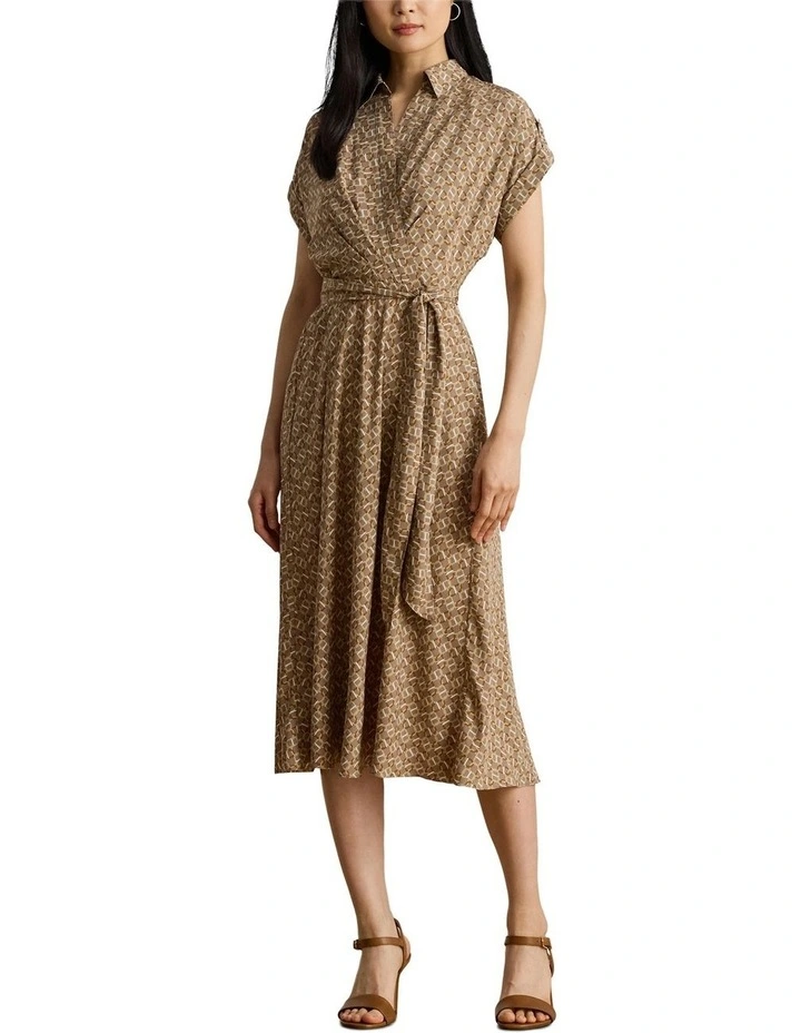 Geo-Print Belted Crepe Dress image 3