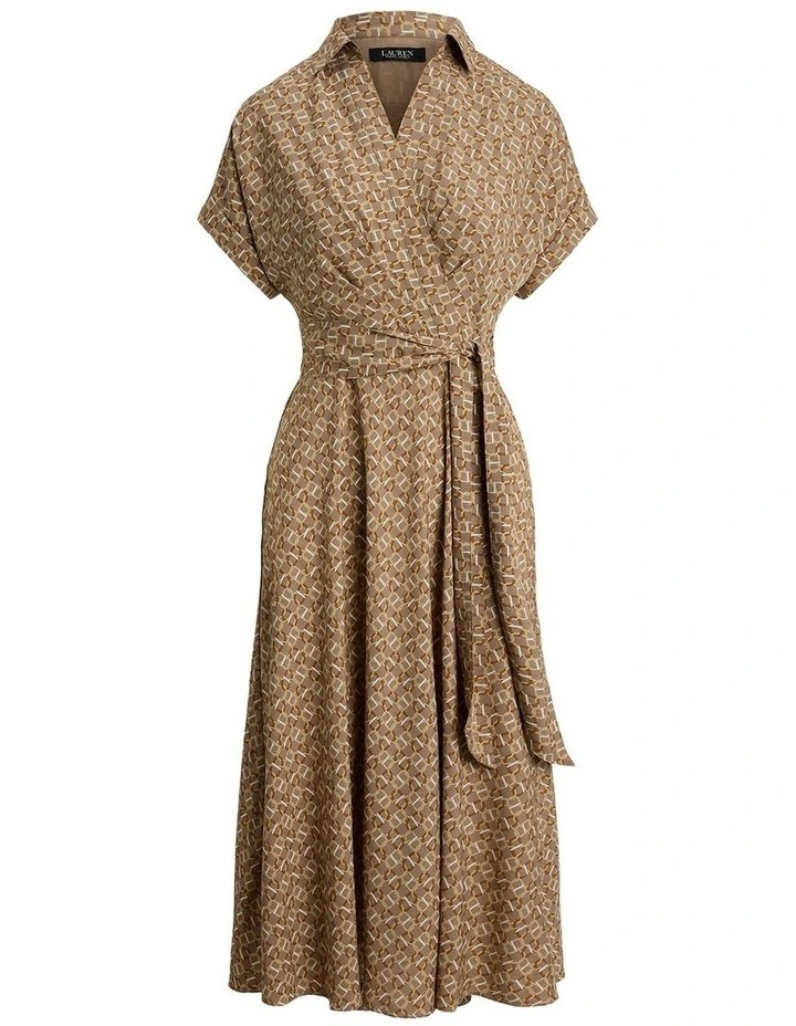 Geo-Print Belted Crepe Dress image 4