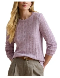 Pointelle-Knit Cotton-Blend Sweater