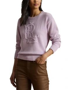 Embroidered-Logo Combed Cotton Sweater