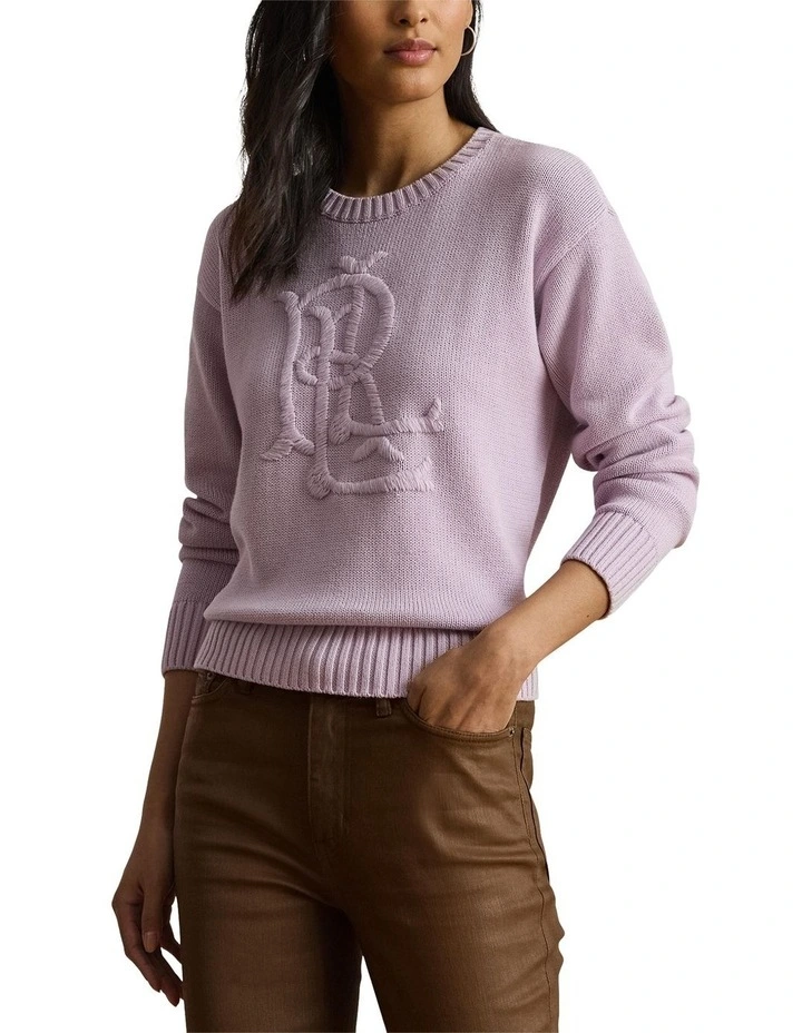 Embroidered-Logo Combed Cotton Sweater image 1