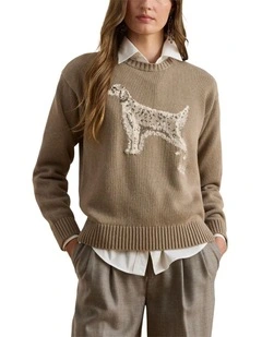 Intarsia-Knit English Setter Sweater in Brown