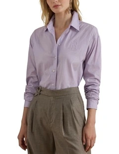 Relaxed Fit Cotton Shirt in Purple