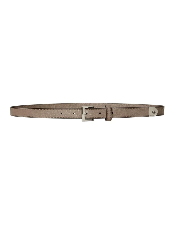 Pebbled Leather Skinny Belt in Brown image 1