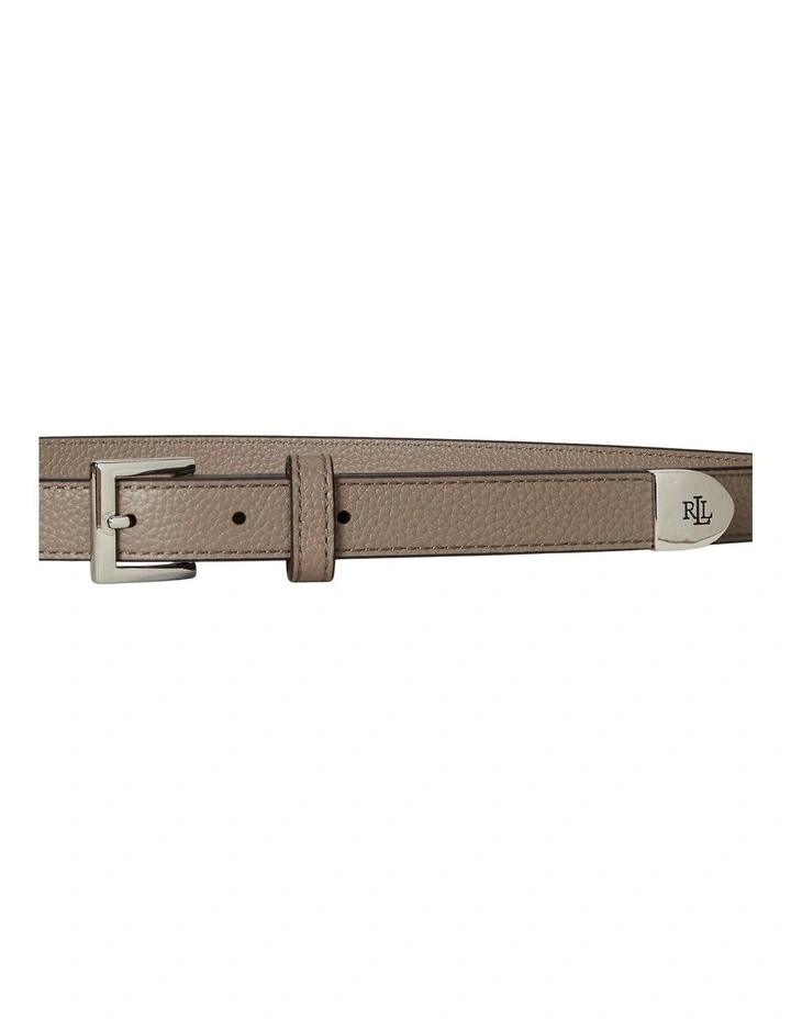 Pebbled Leather Skinny Belt in Brown image 2