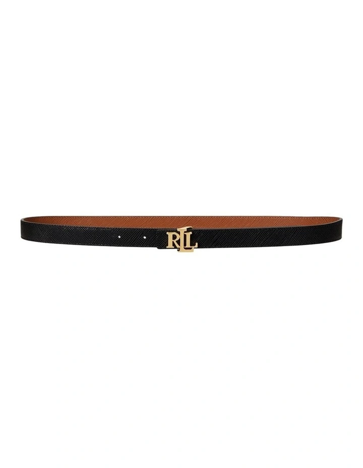 Logo Reversible Crosshatch Skinny Belt in Brown image 2