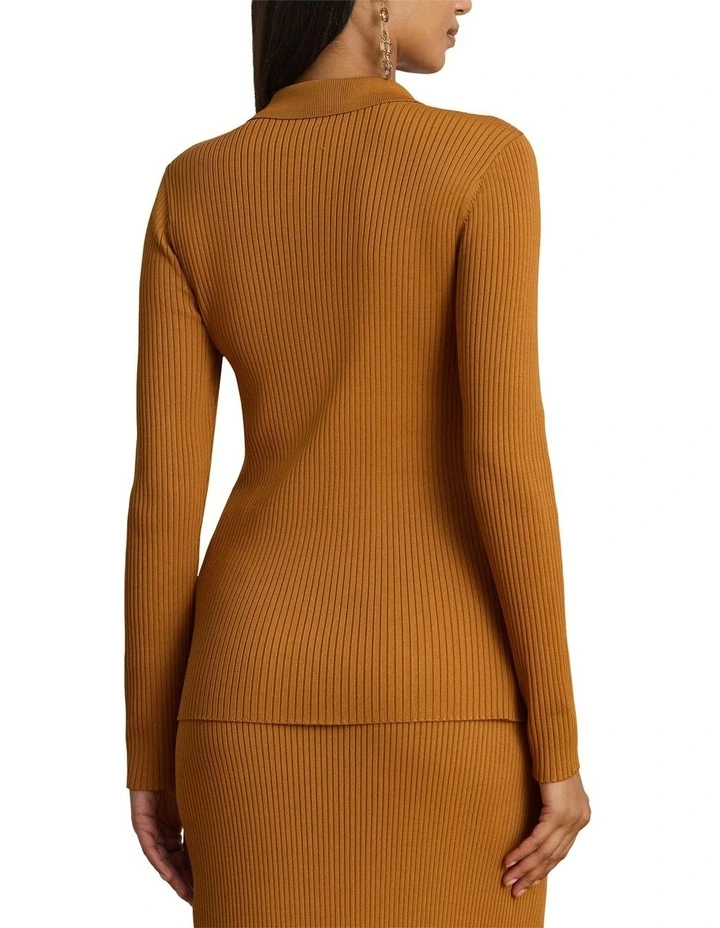 Rib-Knit Long-Sleeve Polo Cardigan image 2