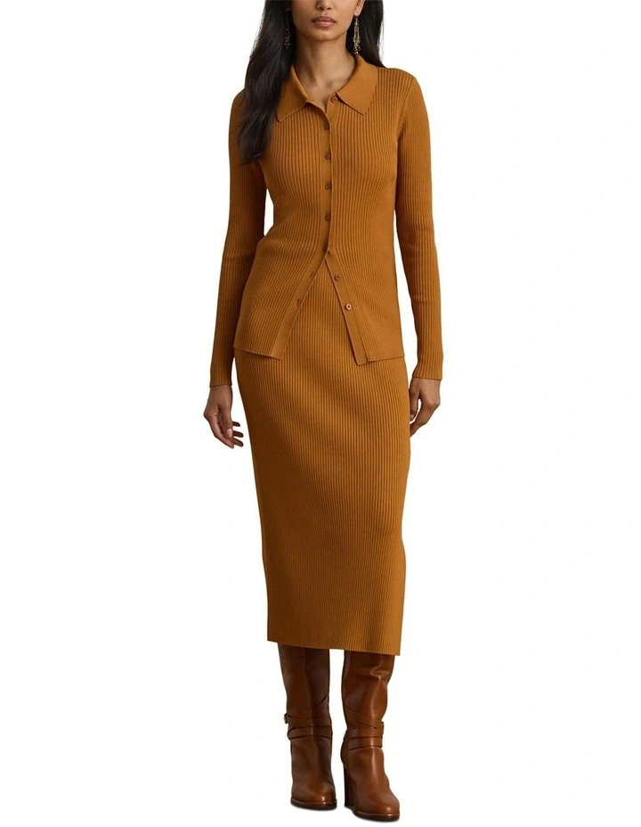 Rib-Knit Long-Sleeve Polo Cardigan image 3