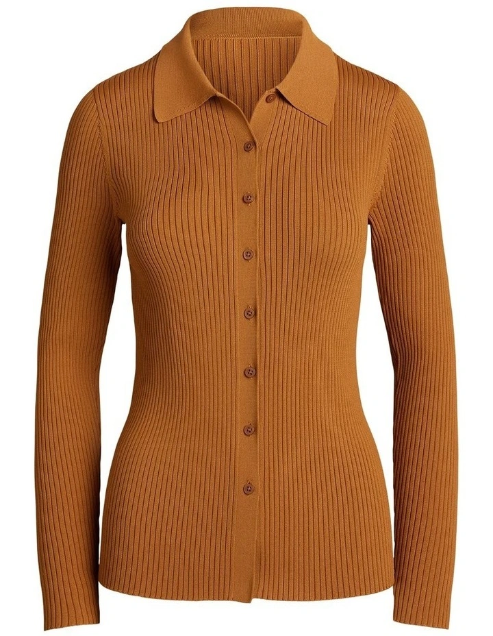 Rib-Knit Long-Sleeve Polo Cardigan image 4