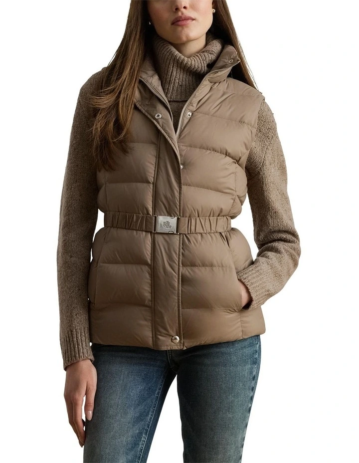 Belted Channel-Quilted Down Vest image 1