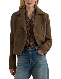 Double-Breasted Herringbone Coat