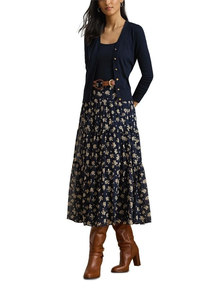 Floral Crinkle Georgette Tiered Skirt image 3