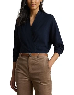 Cotton-Modal Surplice Sweater