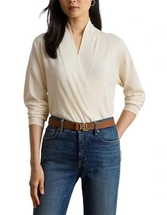 Cotton-Modal Surplice Sweater
