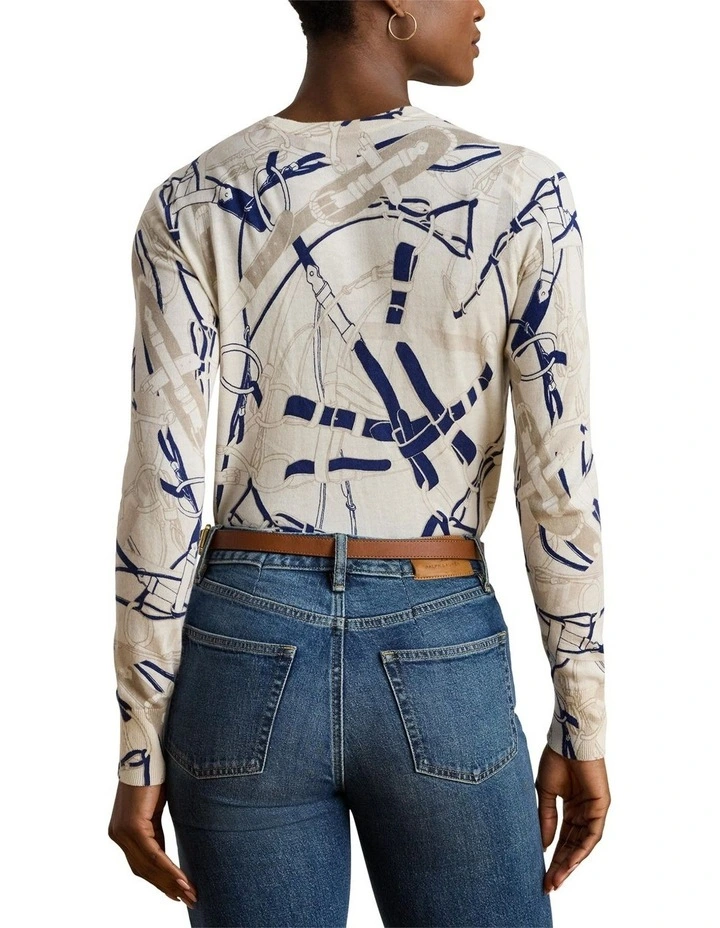 Belting-Print Cotton-Blend Sweater image 2