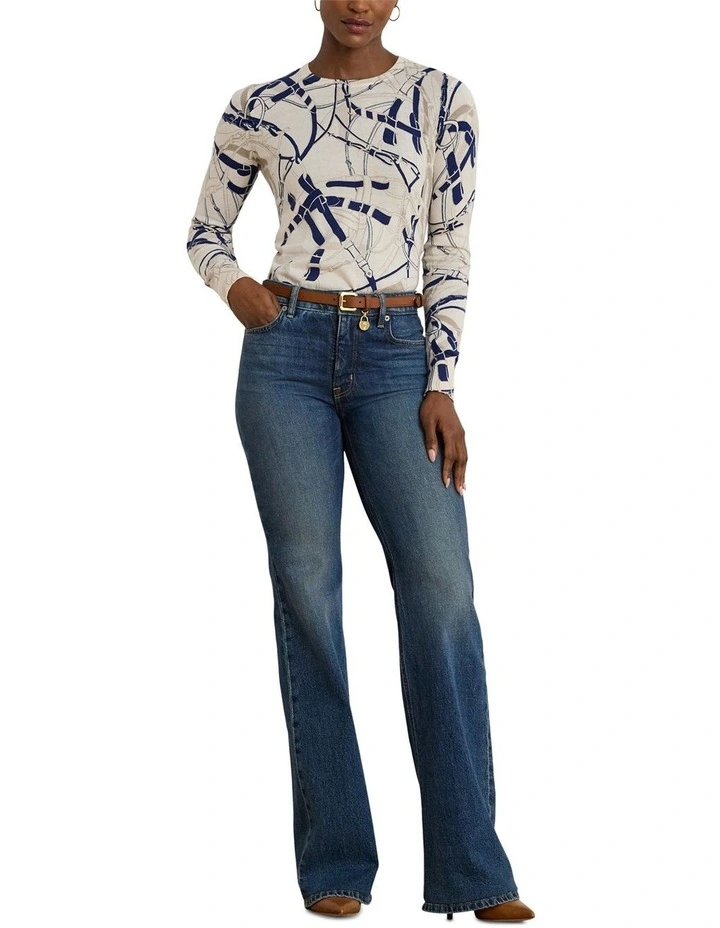 Belting-Print Cotton-Blend Sweater image 3