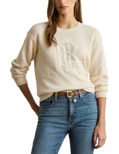 Embroidered-Logo Combed Cotton Sweater