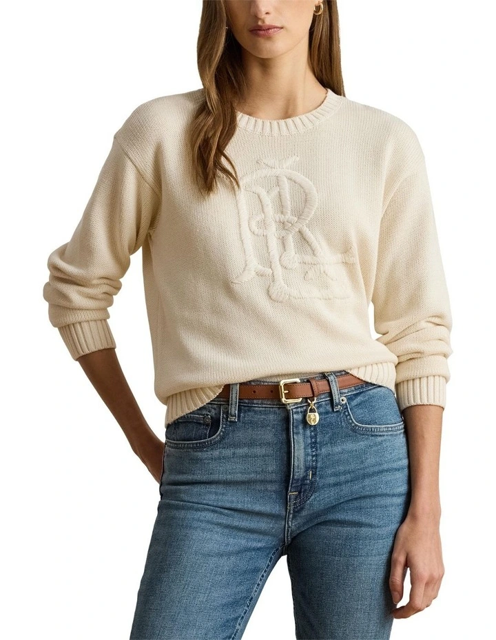 Embroidered-Logo Combed Cotton Sweater image 1