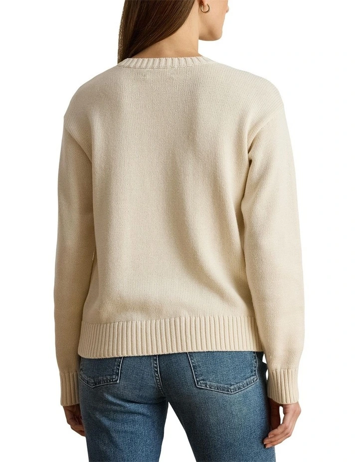 Embroidered-Logo Combed Cotton Sweater image 2