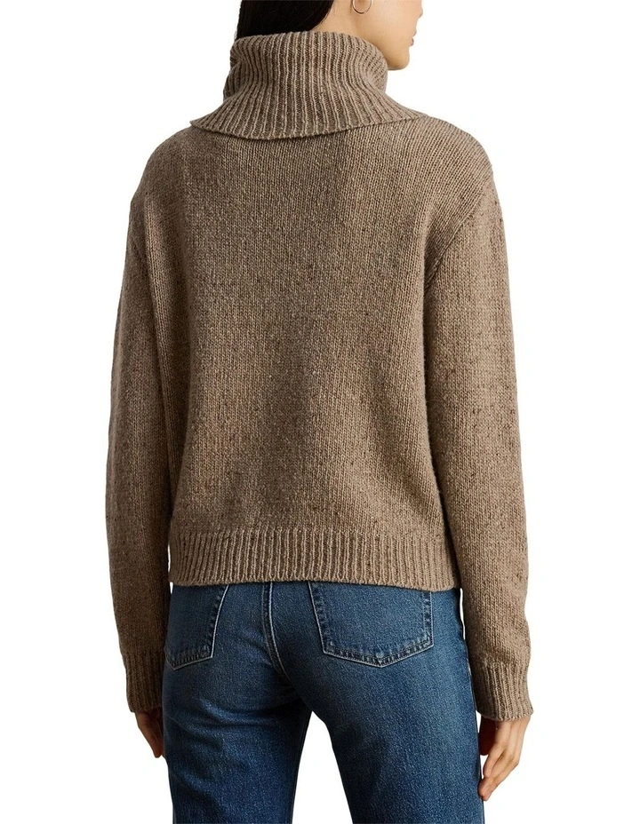 Buckle-Trim Melange Turtleneck Sweater image 2