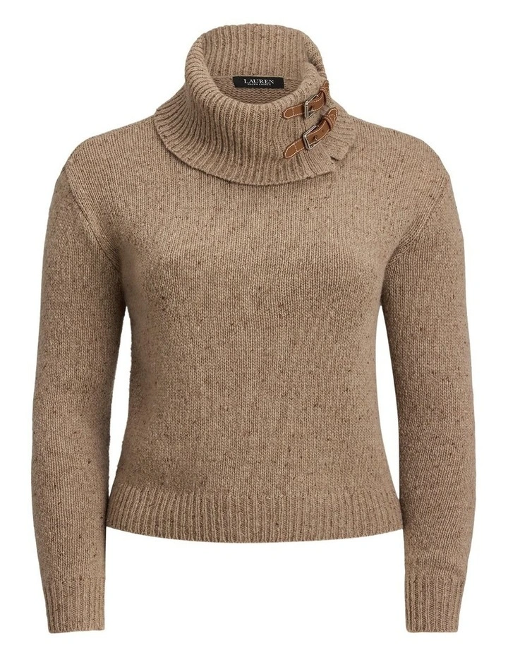 Buckle-Trim Melange Turtleneck Sweater image 4