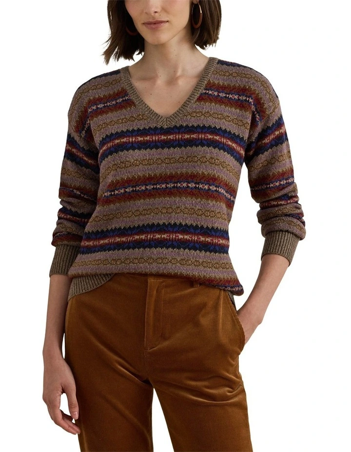 Fair Isle Cotton-Linen V-Neck Sweater image 1