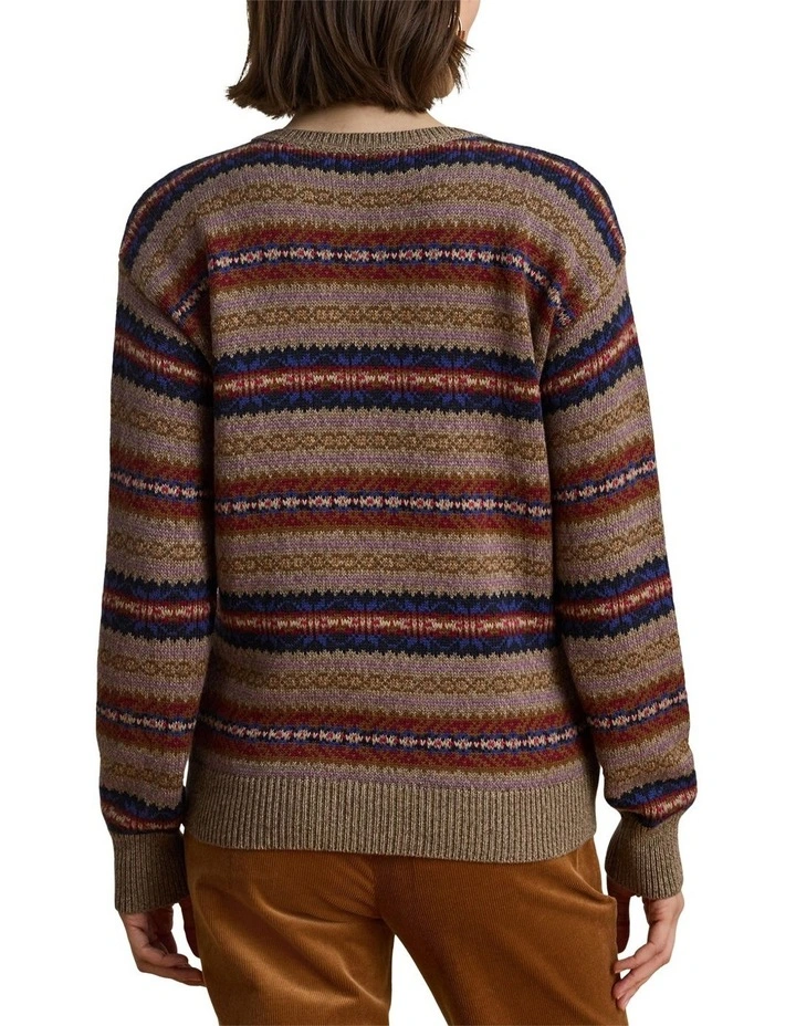 Fair Isle Cotton-Linen V-Neck Sweater image 2