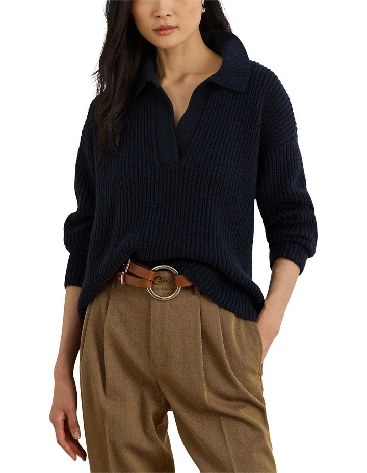 Wool-Blend Polo Sweater image 1