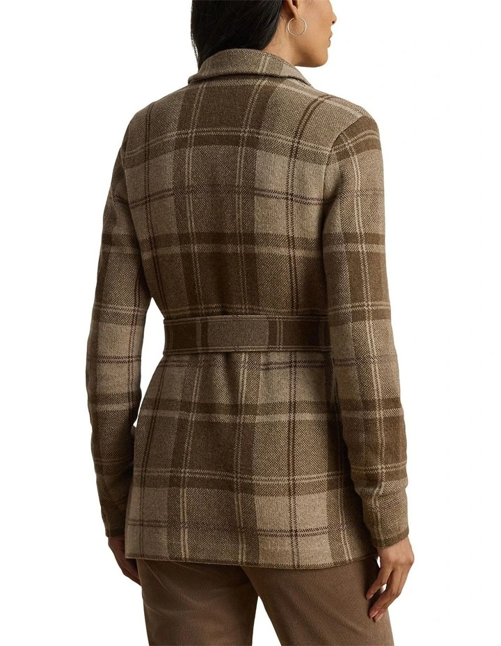 Plaid Belted Double-Knit Blazer image 2