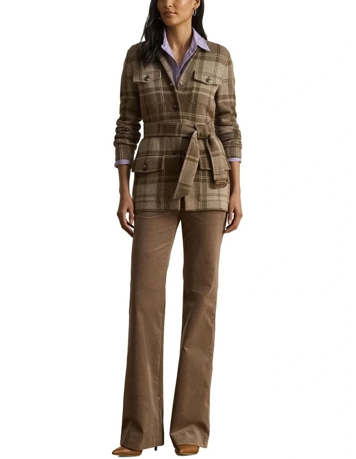 Plaid Belted Double-Knit Blazer image 3