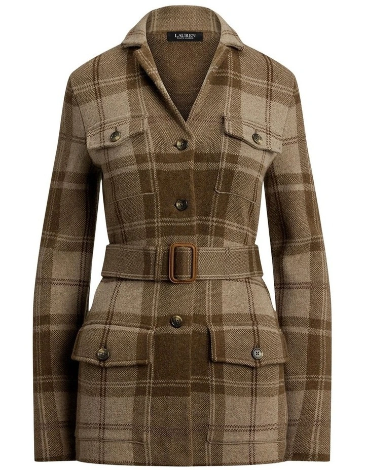 Plaid Belted Double-Knit Blazer image 4