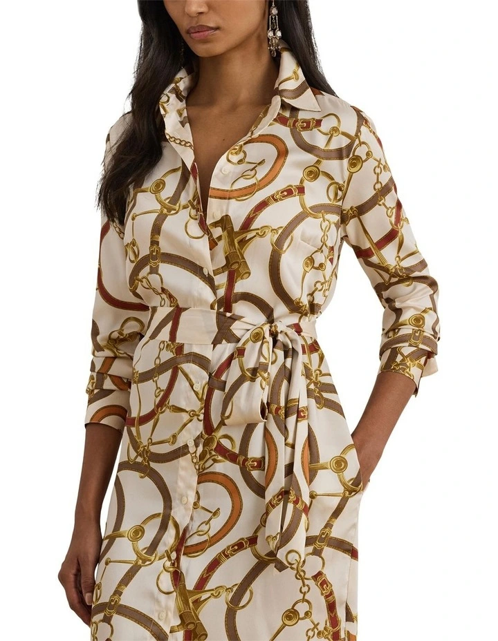 Belting-Print Twill Shirtdress image 1