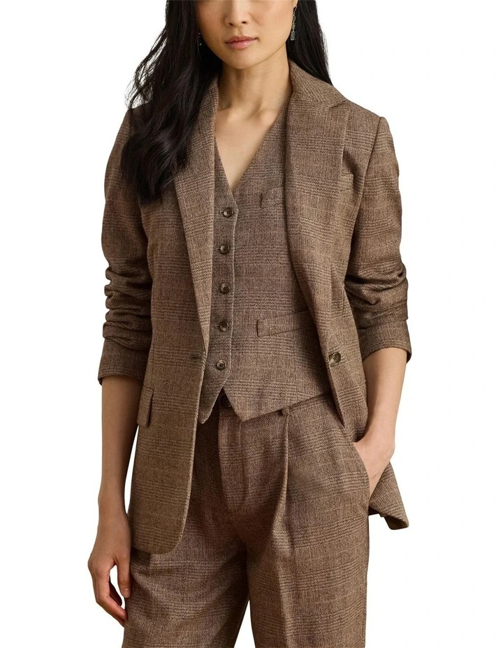 Glen Plaid Cotton-Blend Blazer image 1