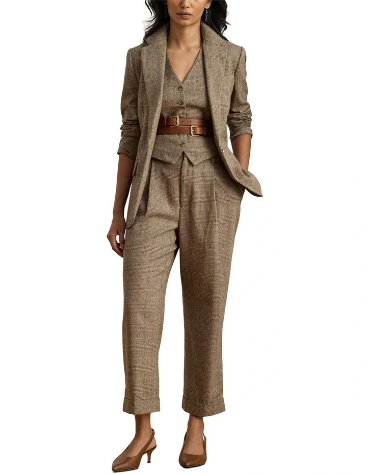 Glen Plaid Pleated Cropped Pant image 3