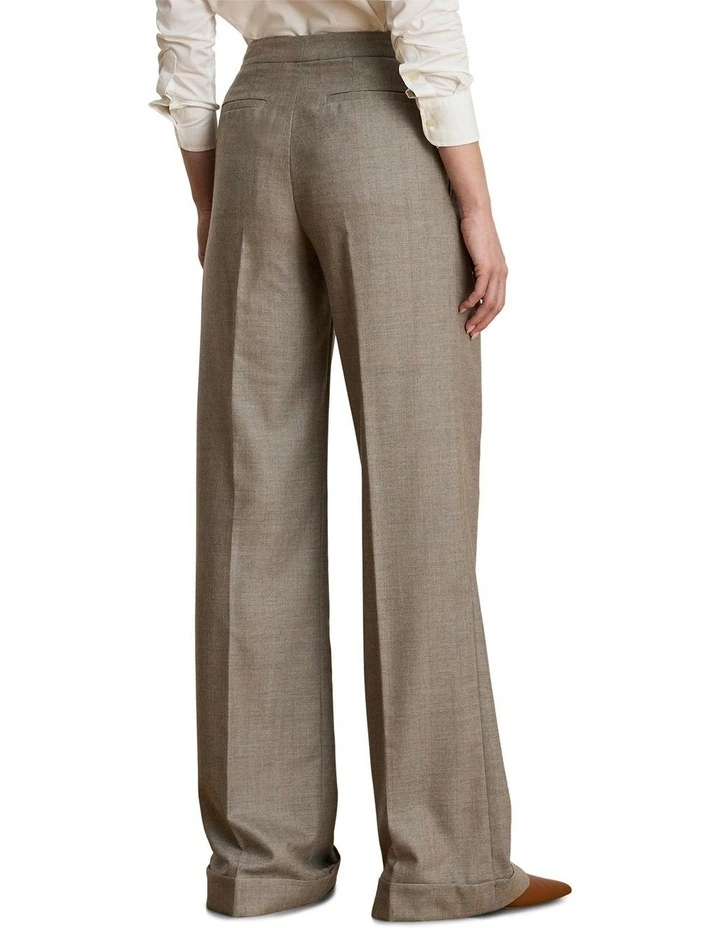 Pleated Wool Herringbone Wide-Leg Pant image 2